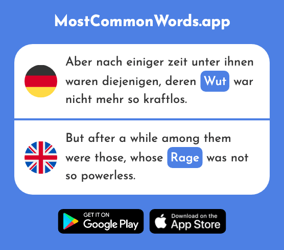 Wut - Rage, fury (Das 2706 Häufigste Wort In English)