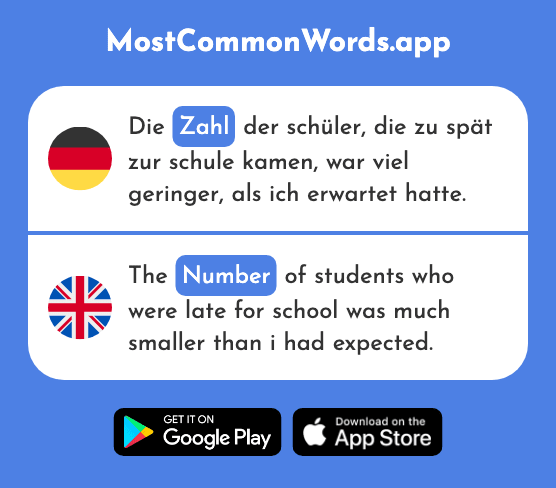 Zahl - Number (Das 297 Häufigste Wort In English)