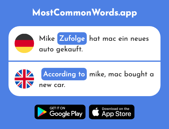Zufolge - According to (Das 1413 Häufigste Wort In English)