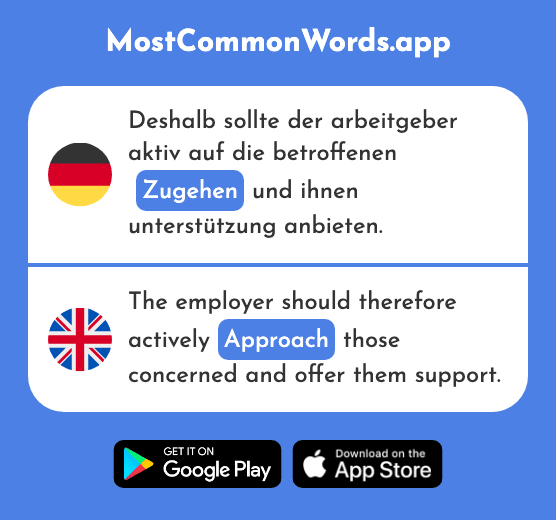 Zugehen - Approach, close (Das 1964 Häufigste Wort In English)