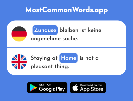 Zuhause - Home, at home (Das 2856 Häufigste Wort In English)