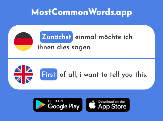 Zunächst - First, at first, for now (Das 373 Häufigste Wort In English)