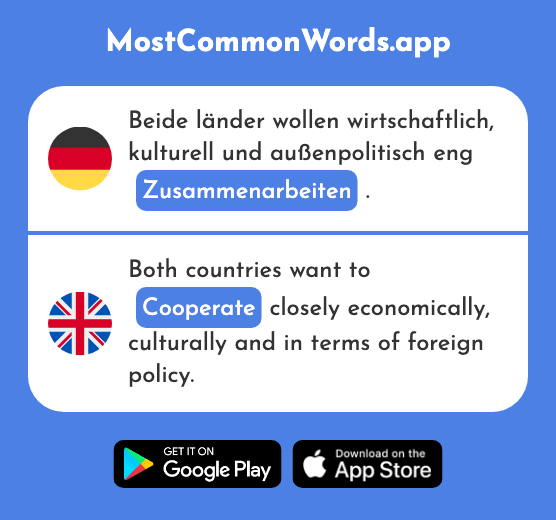 Zusammenarbeiten - Cooperate (Das 2747 Häufigste Wort In English)