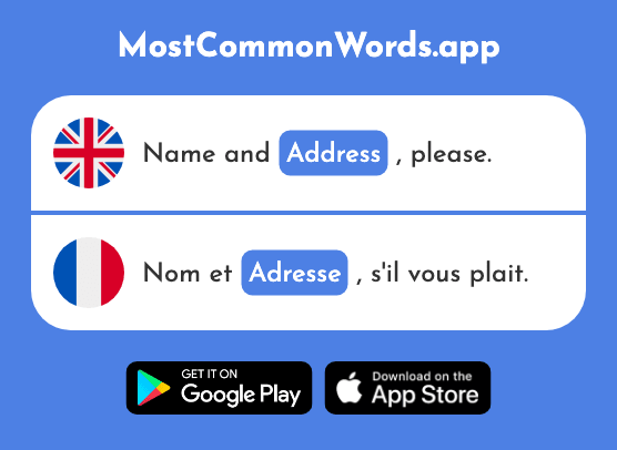 Address - Adresse (The 1925th Most Common French Word)