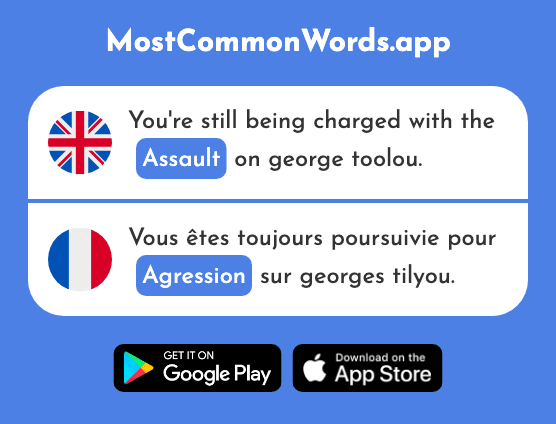 Aggression, assault - Agression (The 2771st Most Common French Word)