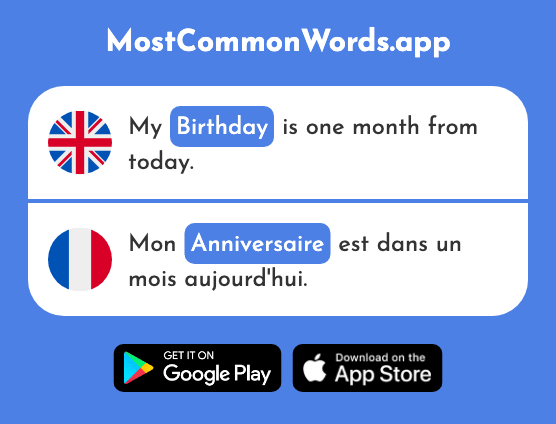 Anniversary, birthday - Anniversaire (The 2043rd Most Common French Word)