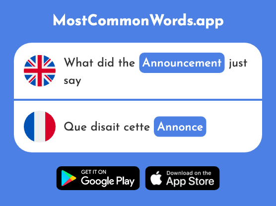 Announcement - Annonce (The 1887th Most Common French Word)