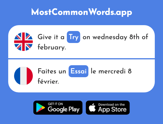 Attempt, try, test - Essai (The 1475th Most Common French Word)