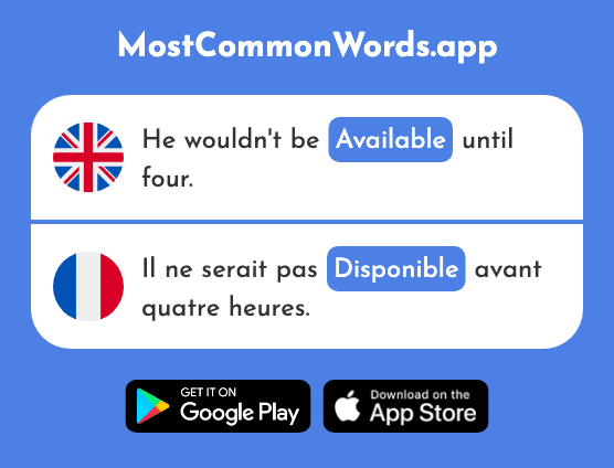 Available - Disponible (The 1205th Most Common French Word)