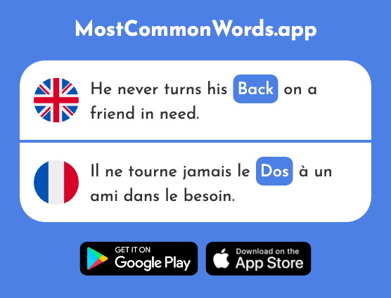 Back - Dos (The 1672nd Most Common French Word)