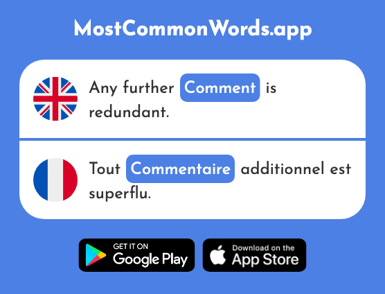 Comment, remark - Commentaire (The 1685th Most Common French Word)