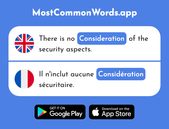 Consideration - Considération (The 1981st Most Common French Word)
