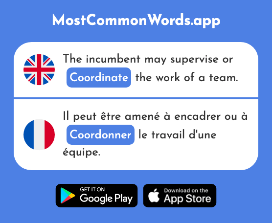 Coordinate - Coordonner (The 2852nd Most Common French Word)