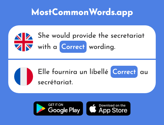 Correct - Correct (The 2617th Most Common French Word)