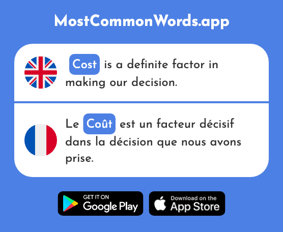 Cost - Coût (The 830th Most Common French Word)