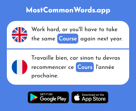 Course - Cours (The 169th Most Common French Word)