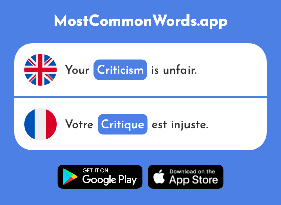 Criticism, critic, critical - Critique (The 909th Most Common French Word)
