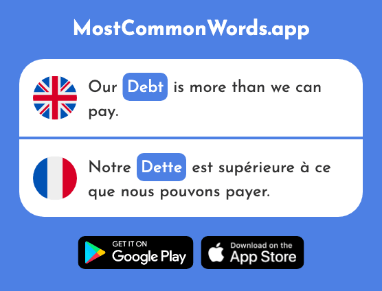 Debt - Dette (The 1817th Most Common French Word)
