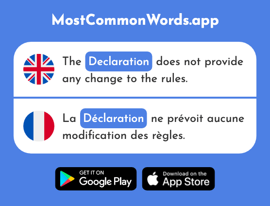 Declaration - Déclaration (The 1006th Most Common French Word)