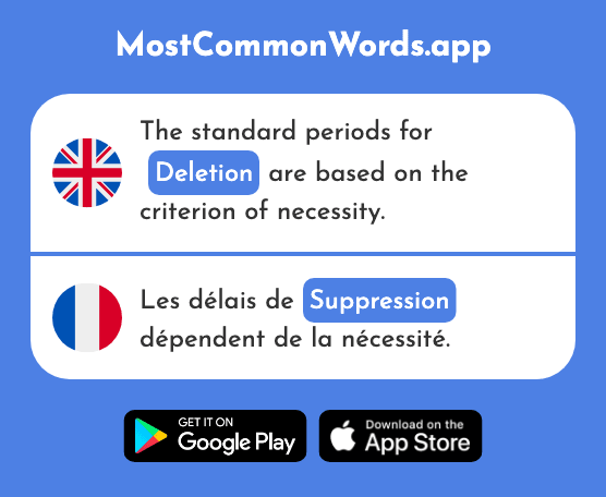 Deletion, suppression - Suppression (The 2578th Most Common French Word)