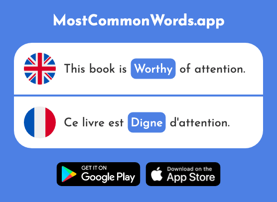 Dignified, worthy - Digne (The 2391st Most Common French Word)