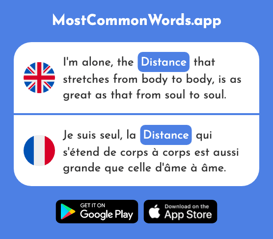 Distance - Distance (The 1502nd Most Common French Word)