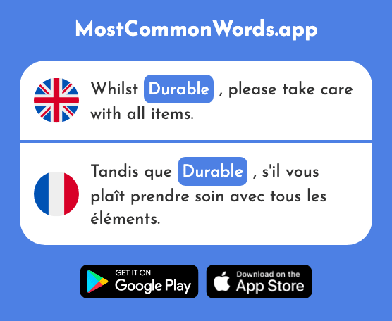 Durable, long-lasting - Durable (The 1985th Most Common French Word)