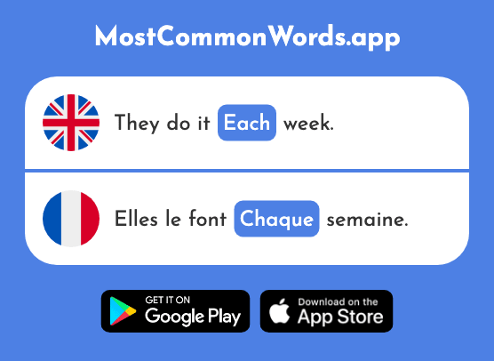Each - Chaque (The 151st Most Common French Word)