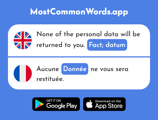 Fact, datum - Donnée (The 1116th Most Common French Word)