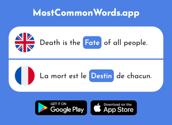 Fate, destiny - Destin (The 2337th Most Common French Word)