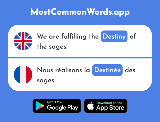 Fate, destiny - Destinée (The 2529th Most Common French Word)