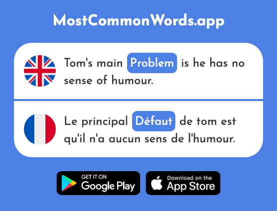 Fault, flaw, missing, problem - Défaut (The 1276th Most Common French Word)