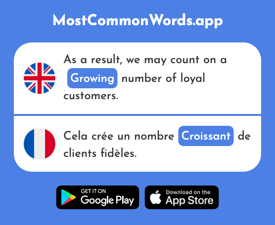 Growing, crescent, crescent-shape - Croissant (The 2069th Most Common French Word)