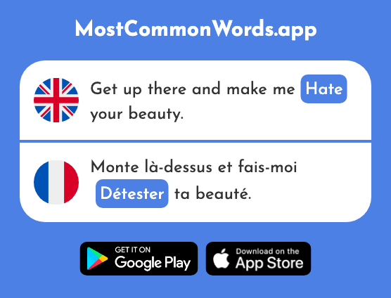 Hate, detest - Détester (The 2898th Most Common French Word)