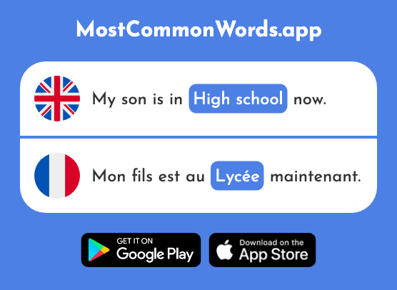 High school - Lycée (The 2816th Most Common French Word)