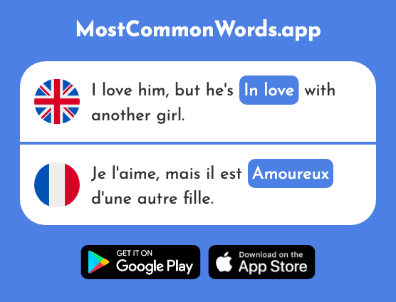 In love, amorous - Amoureux (The 2495th Most Common French Word)