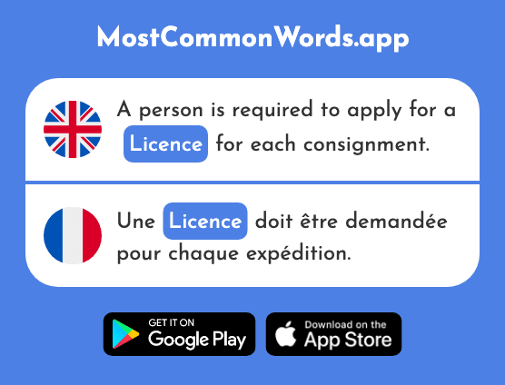 Licence, permit - Licence (The 2790th Most Common French Word)