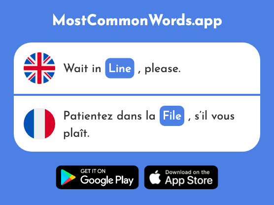 Line, queue - File (The 2615th Most Common French Word)