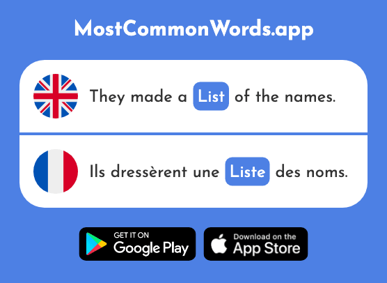 List - Liste (The 924th Most Common French Word)