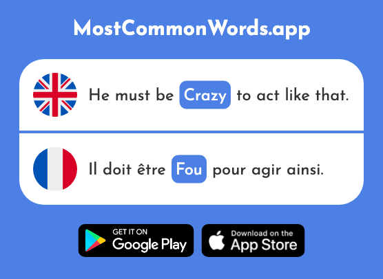 Mad, crazy - Fou (The 1357th Most Common French Word)