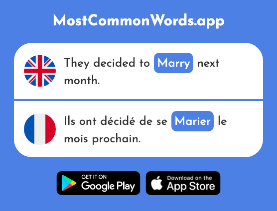 Marry - Marier (The 1686th Most Common French Word)