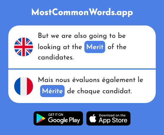 Merit - Mérite (The 2035th Most Common French Word)