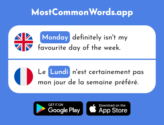 Monday - Lundi (The 1091st Most Common French Word)