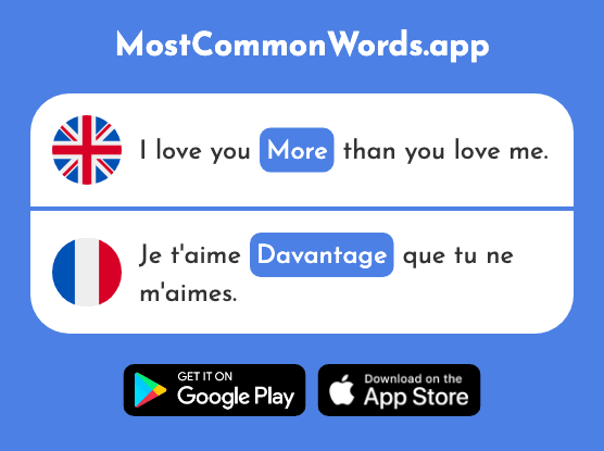More - Davantage (The 718th Most Common French Word)