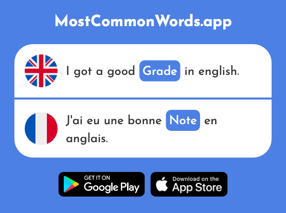 Note, grade - Note (The 1161st Most Common French Word)