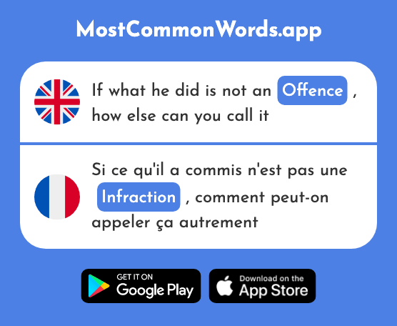 Offence, infrigement, infraction - Infraction (The 2958th Most Common French Word)