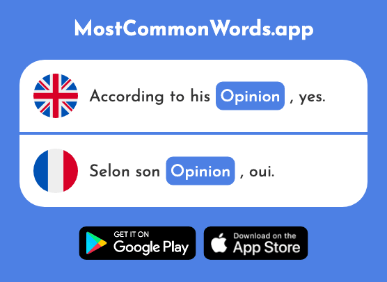 Opinion - Opinion (The 777th Most Common French Word)