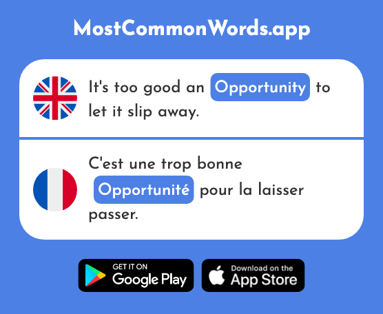 Opportunity, timeliness - Opportunité (The 2863rd Most Common French Word)