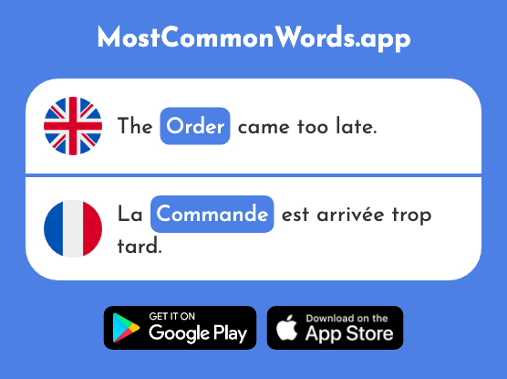 Order, control - Commande (The 2123rd Most Common French Word)