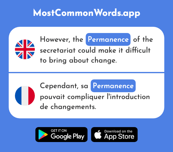 Permanence, duty, service - Permanence (The 2808th Most Common French Word)